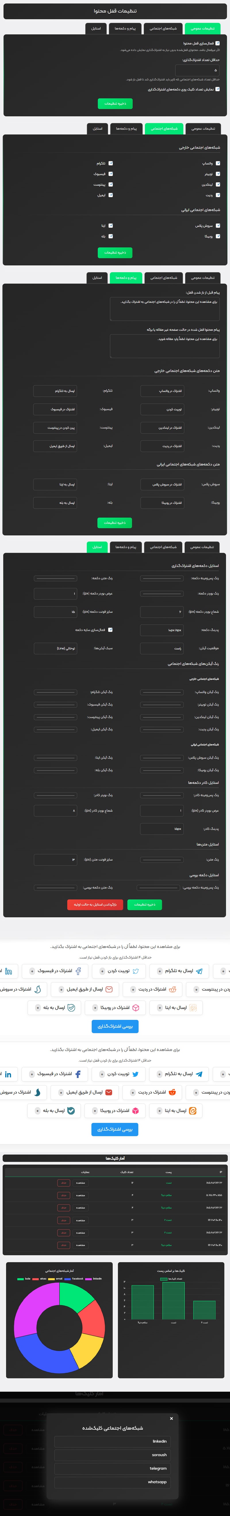 تنظیمات قفل افزونه قفل هوشمند محتوا، Sharelock