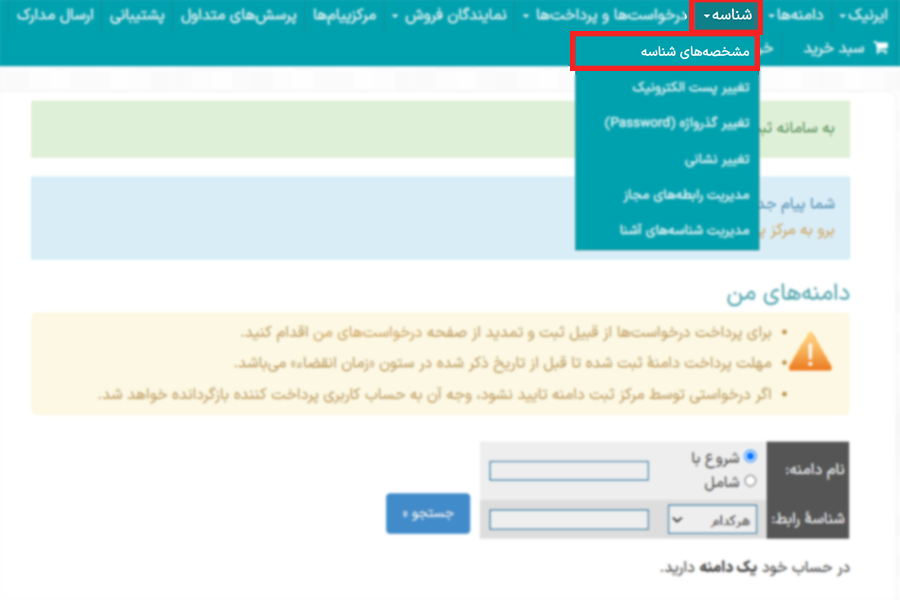 تغییر شناسه ایرنیک در سایت ایرنیک