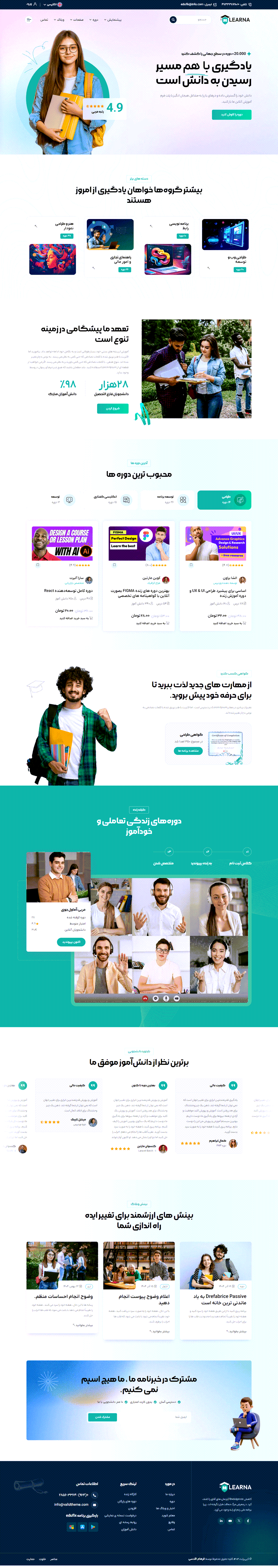 امکانات و ویرگی های قالب Learna